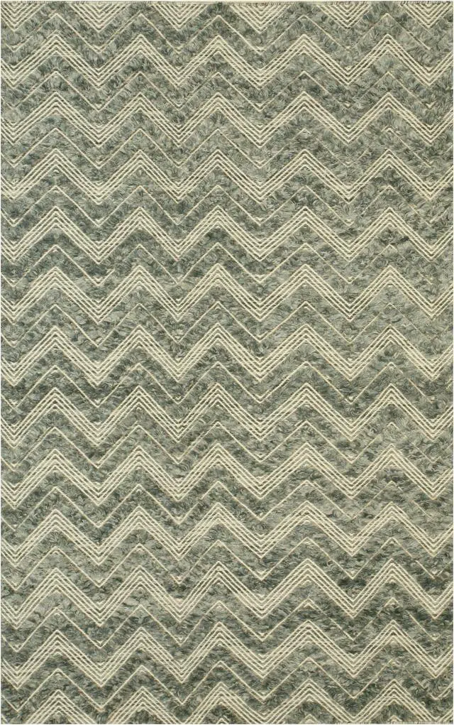 Alt view image 2 of 5 - Handmade Wool Green Contemporary Geometric Andrea Rug, Made in India
