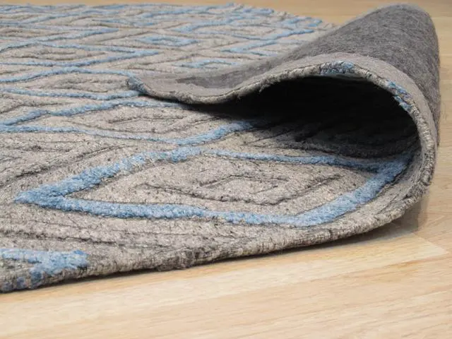 Alt view image 3 of 4 - Handmade Wool & Viscose Gray Transitional Trellis Raga Rug, Made in India
