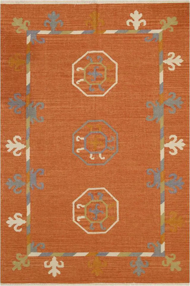 Alt view image 2 of 5 - EORC OSK2RT10X14 Handmade Wool Suzani Kilim Rug, 10' x 14', Rust