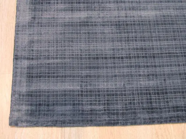 Alt view image 3 of 5 - Handwoven Viscose Blue Contemporary Solid Milano Rug, Made in India