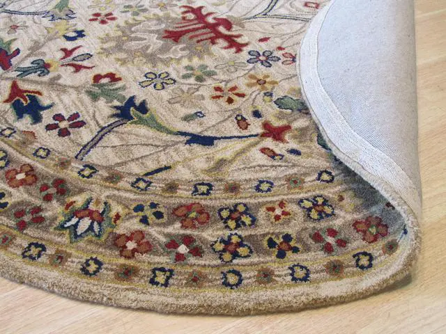 Alt view image 4 of 5 - EORC OT31IV4X4R Hand-tufted Wool Morris Rug, 4' Round, Ivory