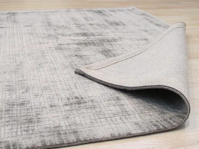 Alt view image 4 of 5 - Handwoven Viscose Silver Contemporary Solid Milano Rug, Made in India