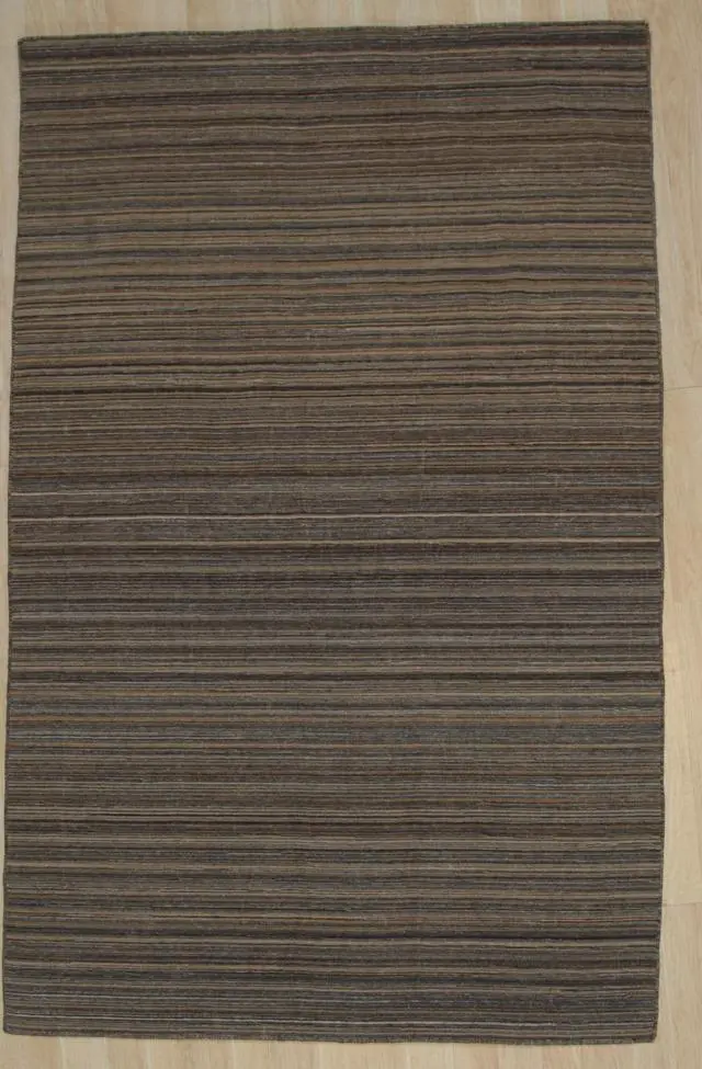 Alt view image 2 of 5 - Handwoven Polyester Rust Contemporary Stripe Reversible Striped Flatweave Rug, Made in India