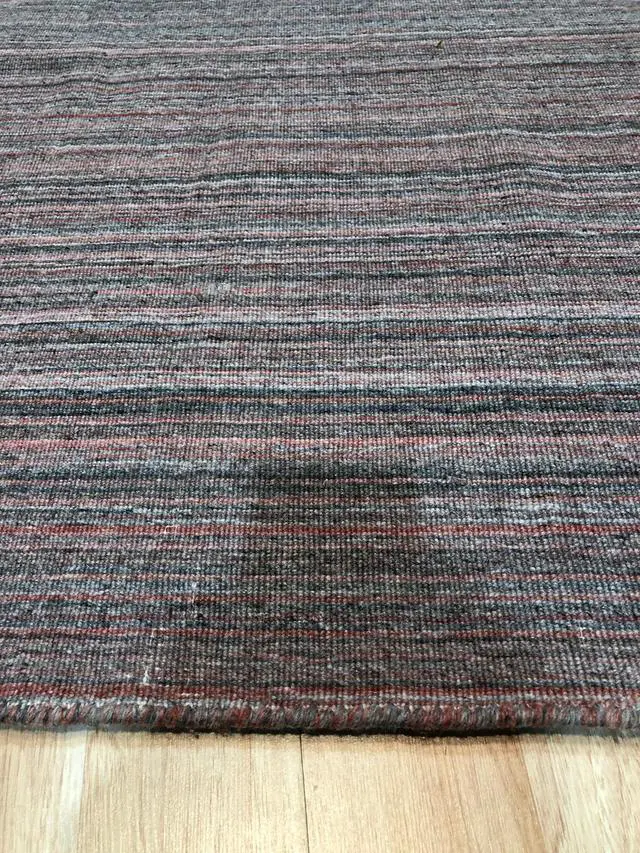 Alt view image 5 of 5 - Handwoven Polyester Rust Contemporary Stripe Reversible Striped Flatweave Rug, Made in India