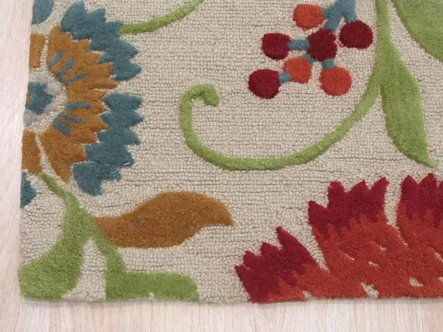 Alt view image 3 of 7 - Camel/Beige Hand Knotted Wool Traditional Agra Rug, Made in India
