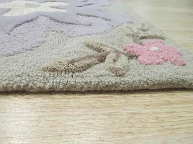 Alt view image 4 of 4 - EORC T138GY3X5 Hand-tufted Wool Kid's Butterfly Rug, 3' x 5', Gray