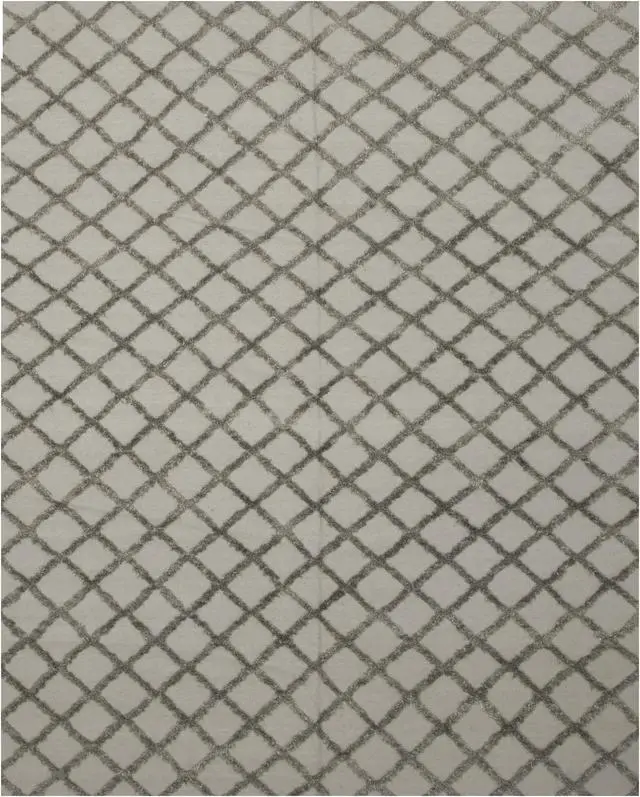 Alt view image 2 of 4 - Handwoven Wool & Viscose Gray Transitional Trellis Marrakesh Trellis Rug, Made in India