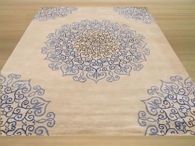 Alt view image 4 of 4 - EORC T118BL9X12 8 ft. 9 X 11 ft. 9 Hand Tufted Wool Modern Naiin Transitional Rug, Ivory - Rectangle