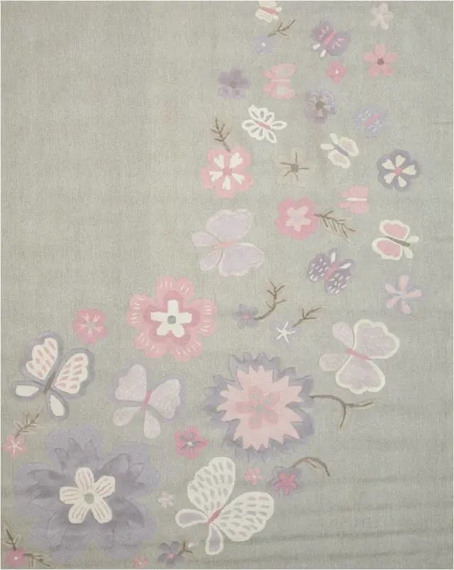 Main image of EORC T138GY3X5 Hand-tufted Wool Kid's Butterfly Rug, 3' x 5', Gray
