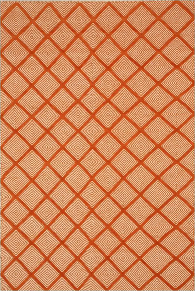 Alt view image 2 of 4 - Handmade Wool Orange Transitional Trellis Xavier Rug, Made in India