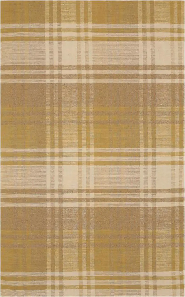 Alt view image 2 of 5 - EORC T176YL5X8 Hand-tufted Wool Plaid Rug, 5' x 8', Yellow
