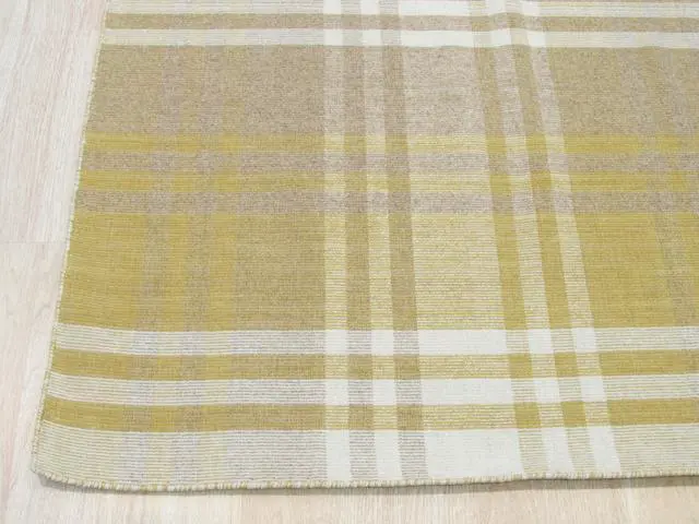 Alt view image 3 of 5 - EORC T176YL5X8 Hand-tufted Wool Plaid Rug, 5' x 8', Yellow