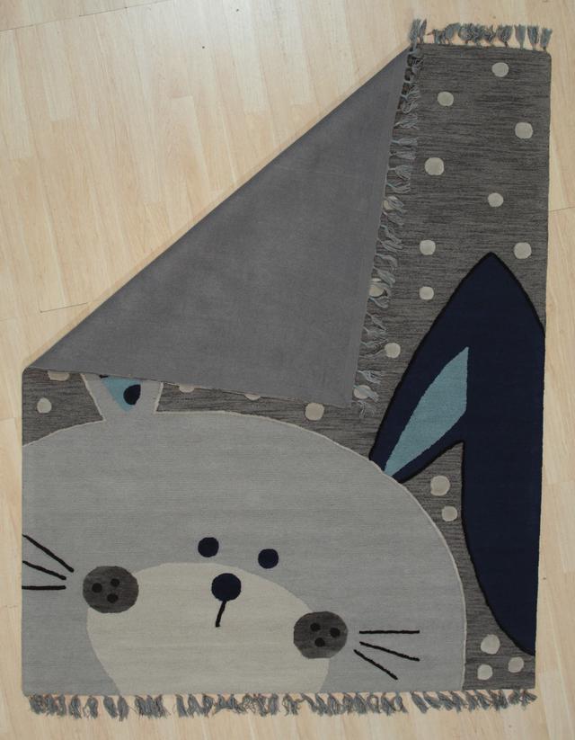 Alt view image 3 of 4 - Hand-Tufted Wool Gray Transitional Animal Children Tufted Rug, Made in India