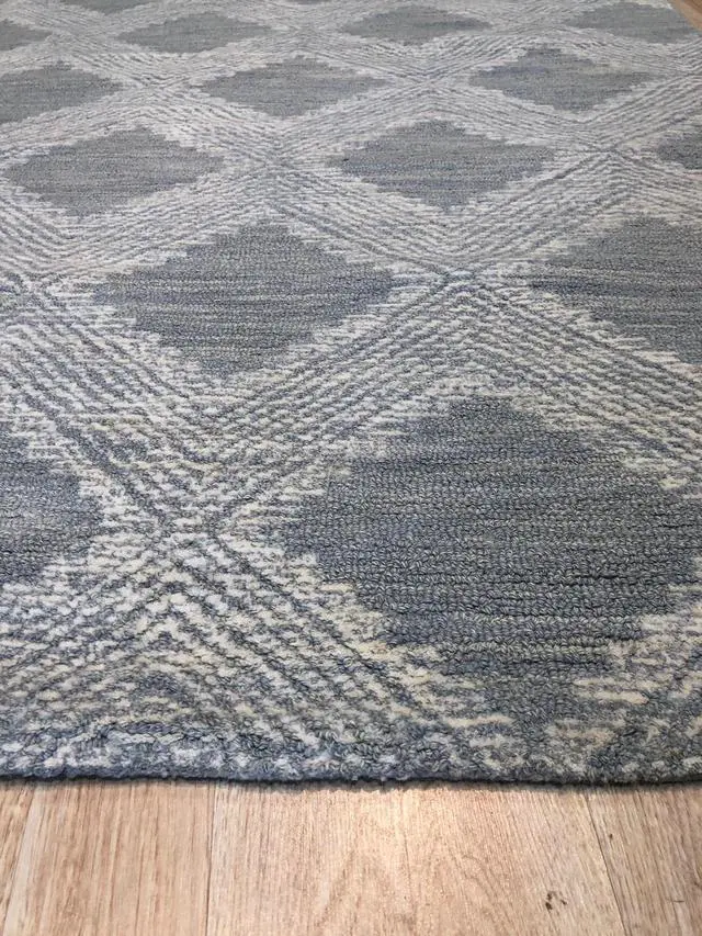 Alt view image 4 of 4 - Hand-Tufted Wool LIGHT BLUE Contemporary Transitional Modern Weave Rug, Made in India