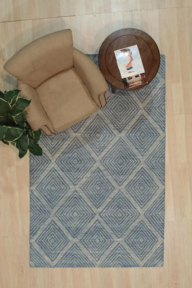 Alt view image 3 of 7 - Handloomed Wool Brown Transitional Modern Rainbow Loom Rug, Made in India