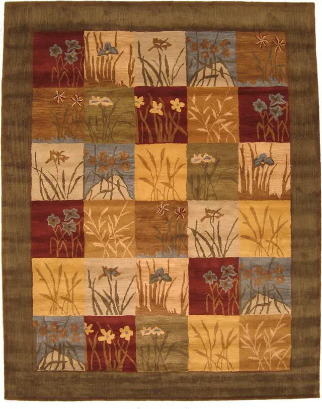 Alt view image 2 of 2 - Hand-Tufted Wool Green Transitional Floral Bakhtiar Rug, Made in India