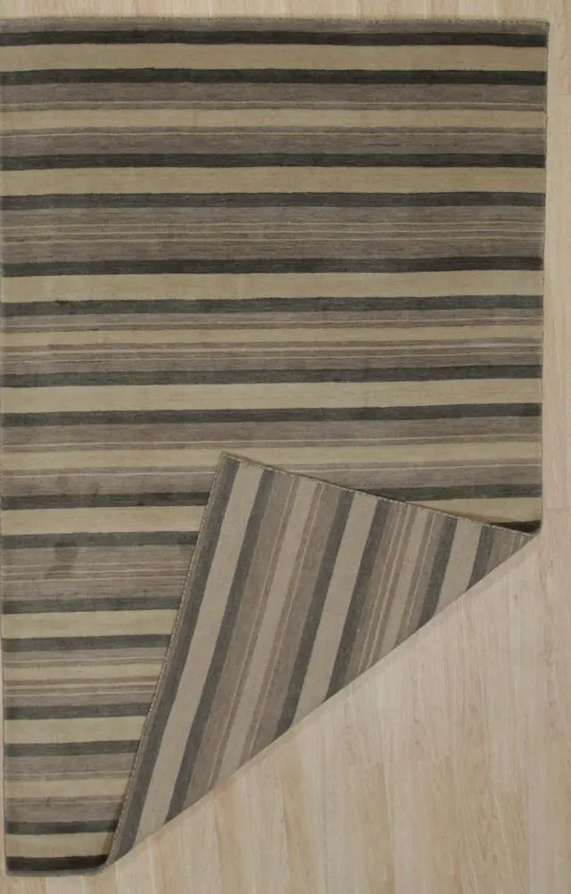 Alt view image 4 of 5 - Handmade Wool Multi-Colored Transitional Stripe Lori Toni Rug, Made in India