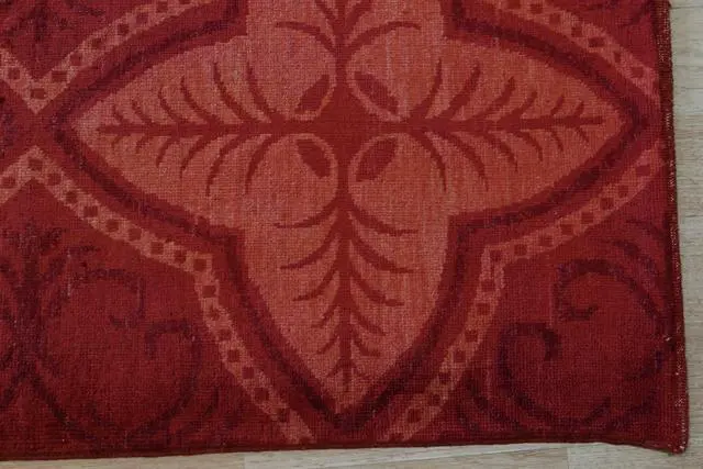 Alt view image 3 of 4 - Handmade Afghan Wool Red Transitional All Over Turkish Knot Rug, Made in India