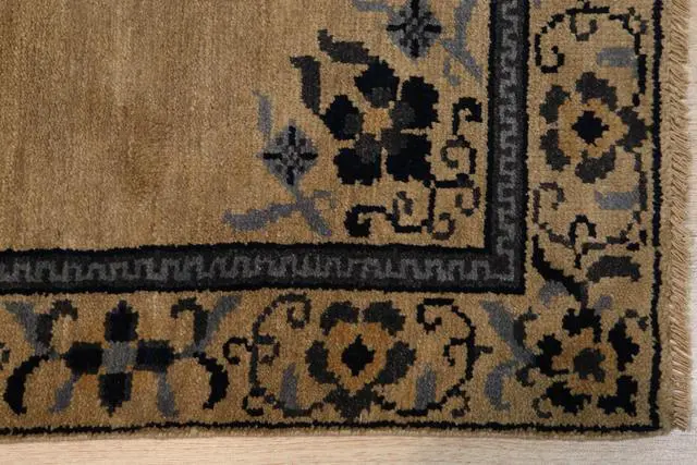 Alt view image 2 of 3 - Handmade Wool Beige Transitional All Over Ningxia Rug, Made in India