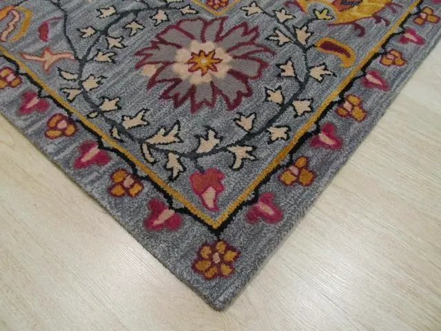 Alt view image 2 of 4 - Hand-Tufted Wool Blue Transitional Floral Paisley Rug, Made in India