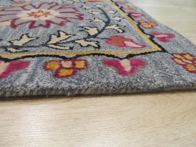 Alt view image 4 of 4 - Hand-Tufted Wool Blue Transitional Floral Paisley Rug, Made in India