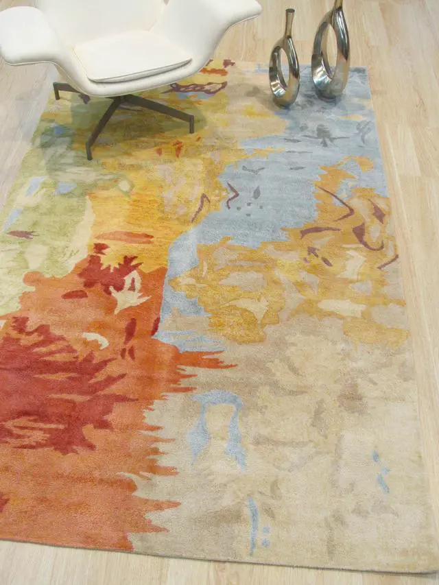Alt view image 5 of 5 - Hand-Tufted Viscose Multi-Coloredcolored Contemporary Abstract Palermo Rug, Made in India