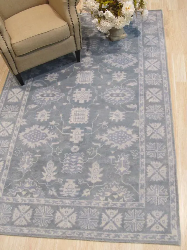 Alt view image 5 of 5 - Hand-Tufted Wool Gray Traditional Oriental Overdyed Rug, Made in India