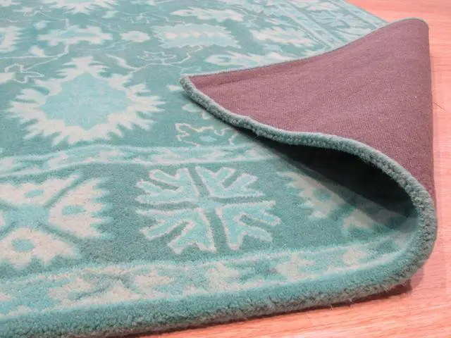 Alt view image 4 of 4 - Hand-Tufted Wool Green Traditional Oriental Overdyed Rug, Made in India