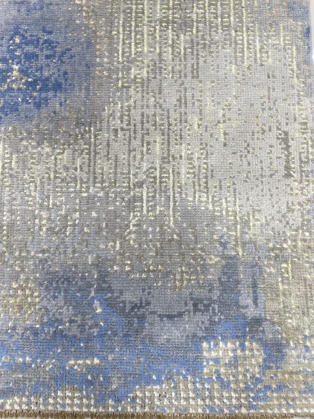 Alt view image 4 of 4 - EORC KC20000BL8X10 Hand-knotted Wool Traditional Knot Rug, 8' X 10', GREY / STEAL BLUE