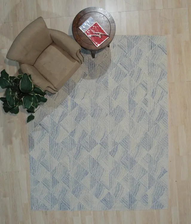 Alt view image 3 of 4 - Hand-Tufted Wool Multi-Colored DENIM Transitional Geometric Modern Tufted Rug, Made in India
