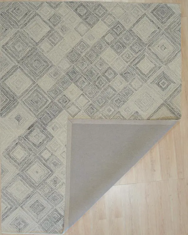 Alt view image 4 of 5 - Hand-Tufted Wool Multi-Colored Gray Transitional Geometric Modern Tufted Rug, Made in India