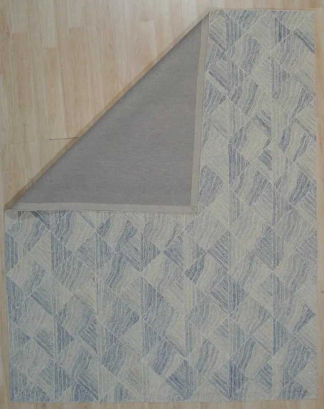 Alt view image 4 of 4 - Hand-Tufted Wool Multi-Colored DENIM Transitional Geometric Modern Tufted Rug, Made in India