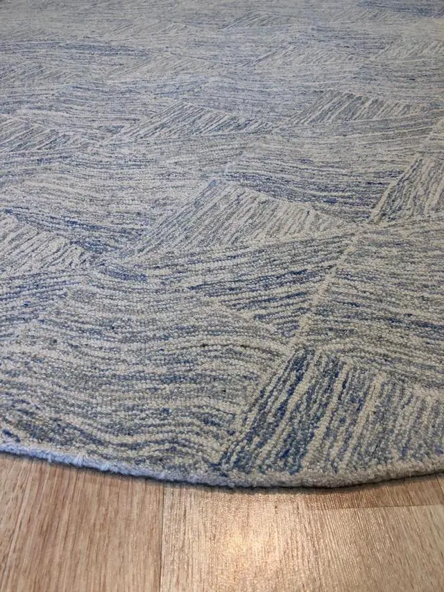 Alt view image 3 of 3 - Hand-Tufted Wool Multi-Colored DENIM Transitional Geometric Modern Tufted Rug, Made in India