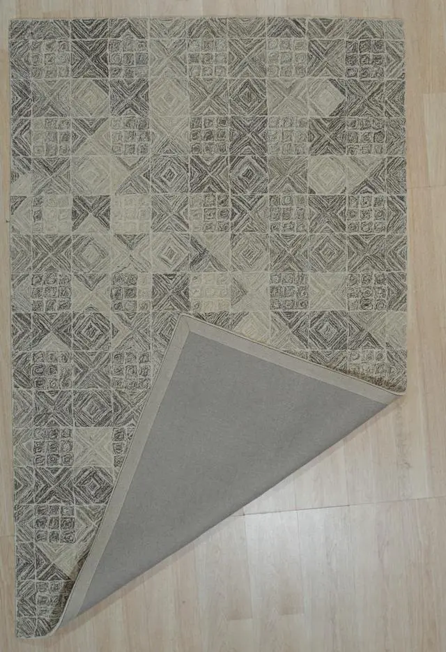 Alt view image 4 of 5 - Hand-Tufted Wool Multi-Colored Gray Transitional Geometric Modern Tufted Rug, Made in India