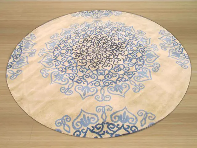 Alt view image 3 of 4 - Hand-Tufted Wool Blue Transitional Oriental Modern Naiin Rug, Made in India