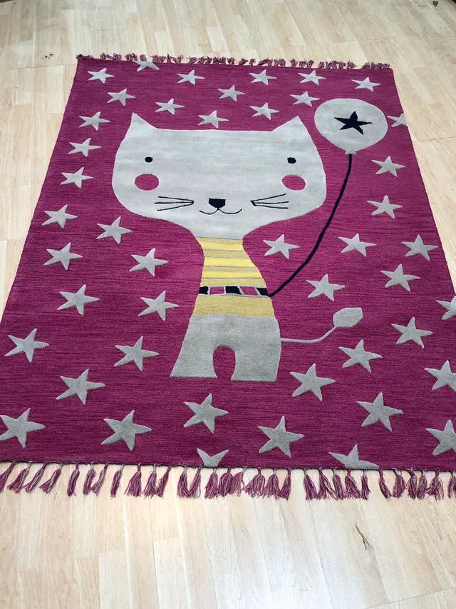 Alt view image 4 of 4 - Hand-Tufted Wool Pink Transitional Animal Children Tufted Rug, Made in India