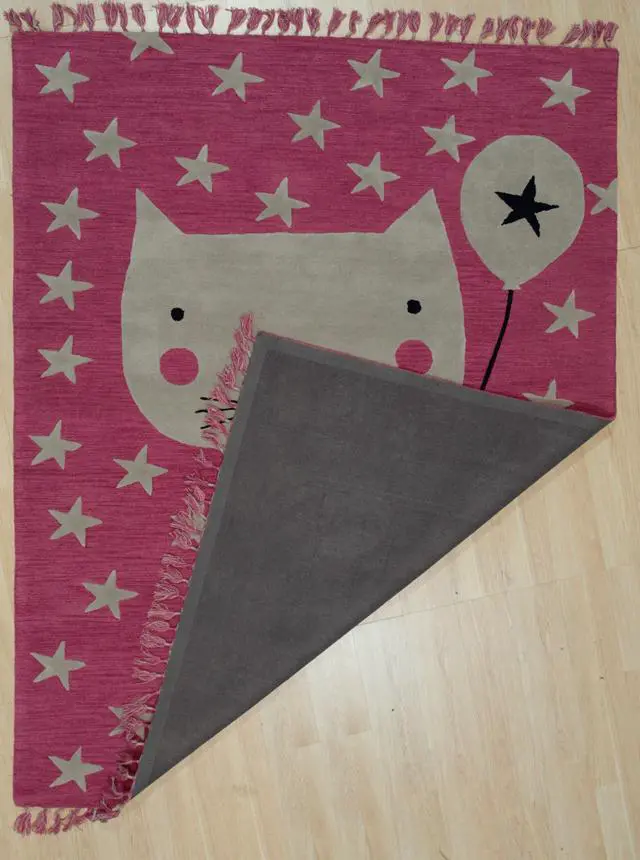 Alt view image 3 of 4 - Hand-Tufted Wool Pink Transitional Animal Children Tufted Rug, Made in India