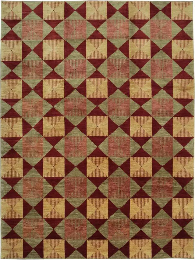 Alt view image 2 of 4 - EORC FA7061RD9X12 Handmade Afghan Wool Turkish Knot Rug, 9' x 12', Red