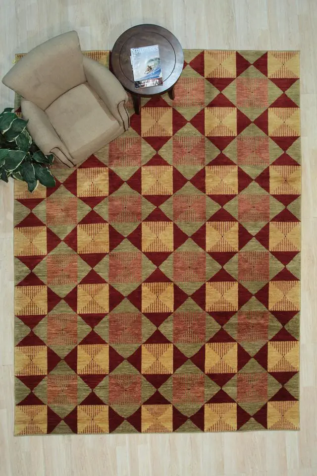 Main image of EORC FA7061RD9X12 Handmade Afghan Wool Turkish Knot Rug, 9' x 12', Red