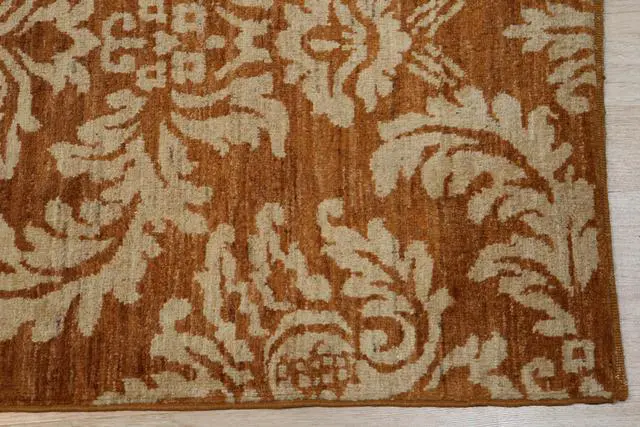Alt view image 4 of 4 - Handmade Afghan Wool Brown Transitional All Over Turkish Knot Rug, Made in India