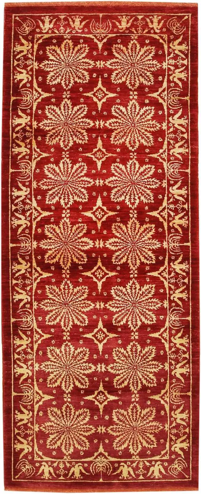 Main image of Handmade Afghan Wool Red Transitional All Over Turkish Knot Rug, Made in India