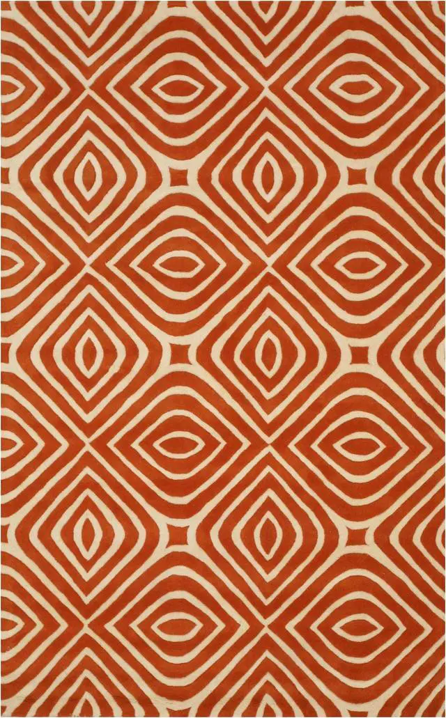 Alt view image 2 of 7 - Hand-Tufted Wool Orange Transitional Geometric Marla Rug, Made in India