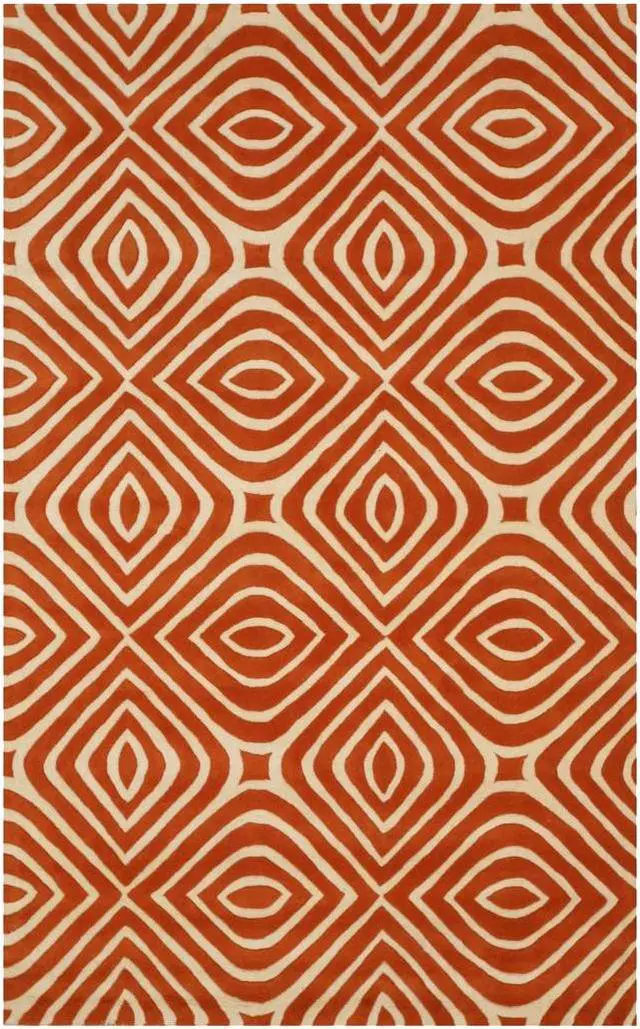 Alt view image 3 of 7 - Hand-Tufted Wool Orange Transitional Geometric Marla Rug, Made in India