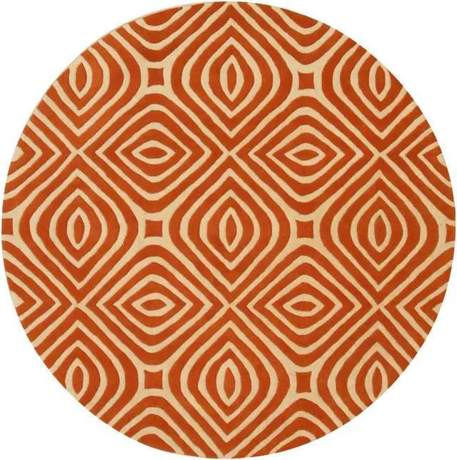Alt view image 7 of 7 - Hand-Tufted Wool Orange Transitional Geometric Marla Rug, Made in India