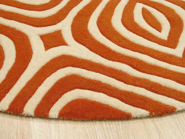 Alt view image 5 of 7 - Hand-Tufted Wool Orange Transitional Geometric Marla Rug, Made in India