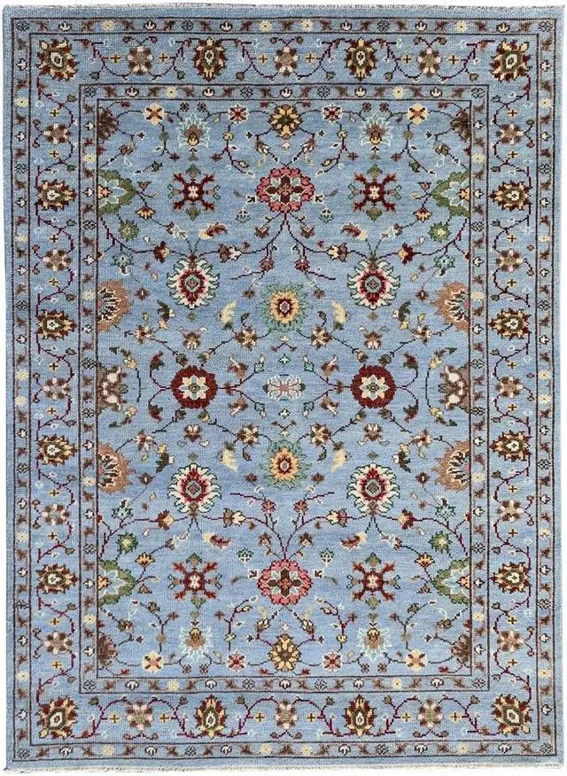 Alt view image 3 of 6 - Hand Knotted Wool SKY BLUE Traditional Classic Bidjar Collection Rug, Made in India