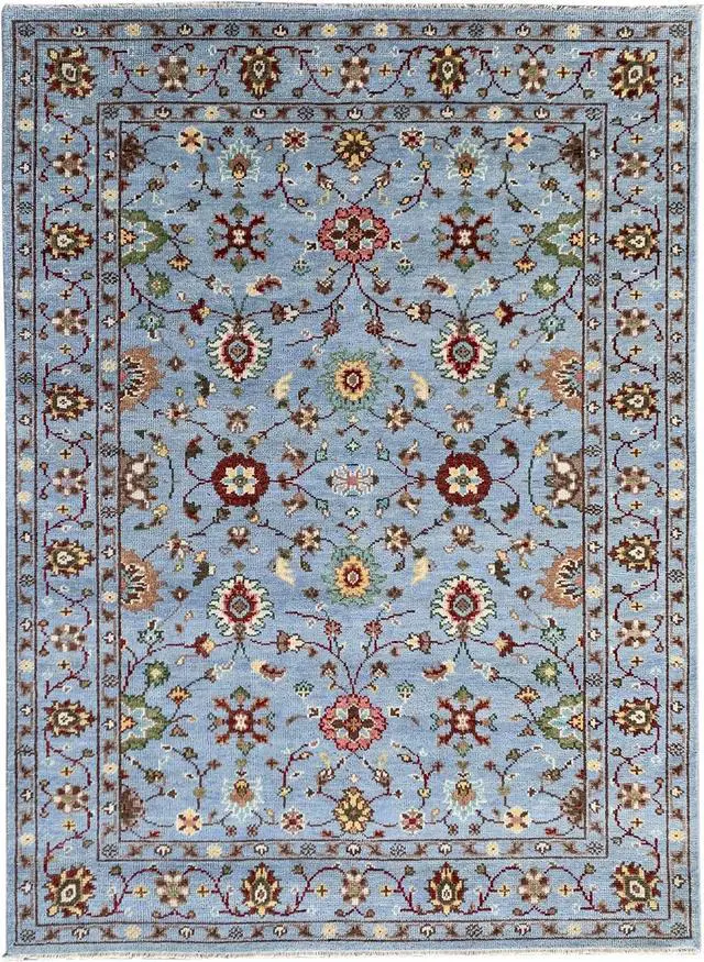 Alt view image 2 of 6 - Hand Knotted Wool SKY BLUE Traditional Classic Bidjar Collection Rug, Made in India