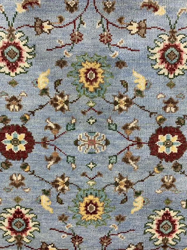 Alt view image 5 of 6 - Hand Knotted Wool SKY BLUE Traditional Classic Bidjar Collection Rug, Made in India