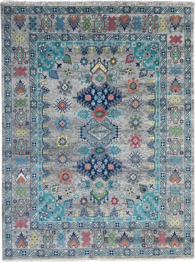 Alt view image 2 of 6 - Hand Knotted Wool NATURAL Gray Traditional Classic Malayer Collection Rug, Made in India