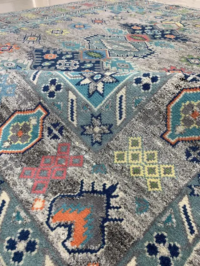 Alt view image 6 of 6 - Hand Knotted Wool NATURAL Gray Traditional Classic Malayer Collection Rug, Made in India